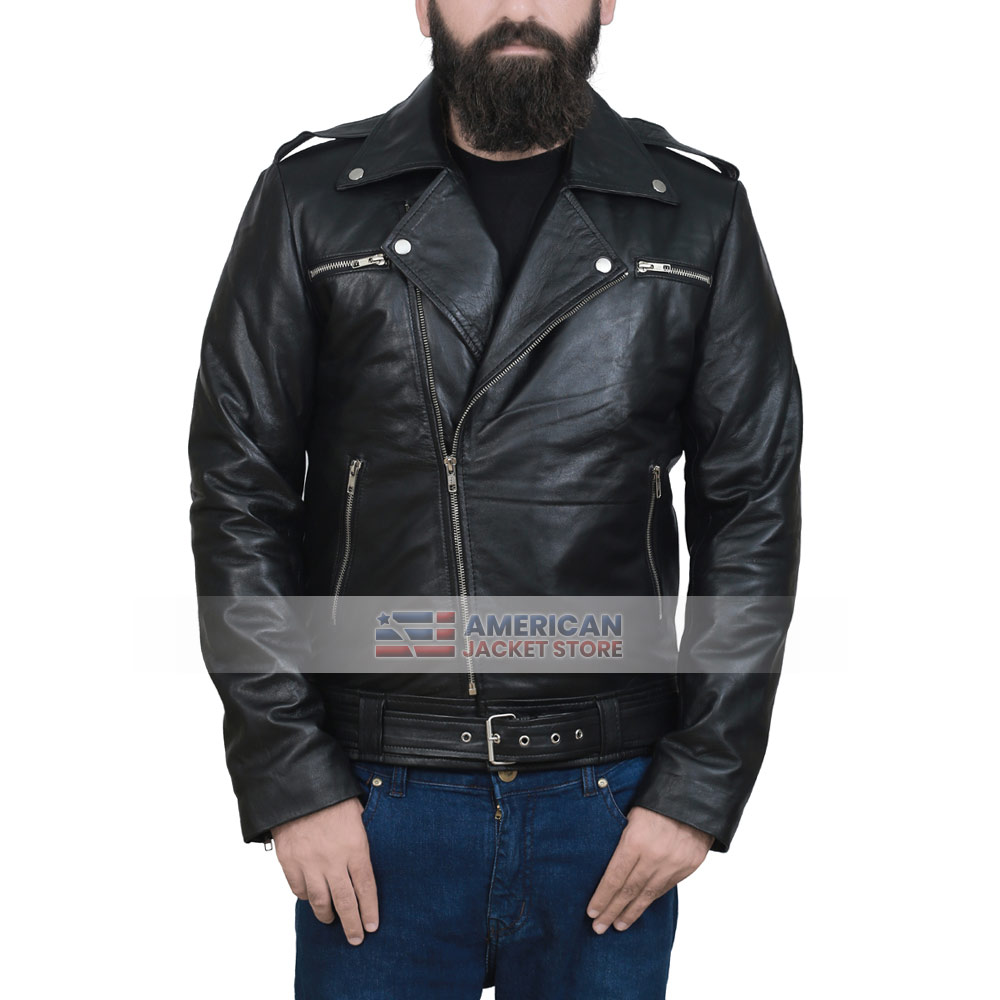 Mens Classic Motorcycle Leather Jacket - American Jacket Store