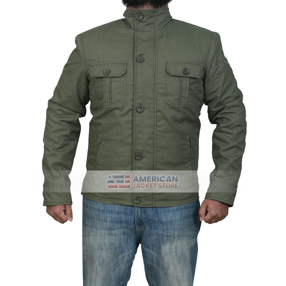 Mens Double Pocket Military Green Cotton Jacket - American Jacket Store