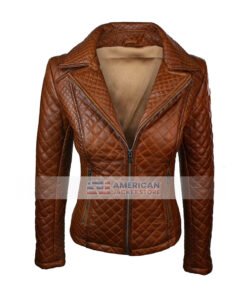 Ladies-Real-Leather-Jacket-Short-Fitted-Bikers-Style-Vintage