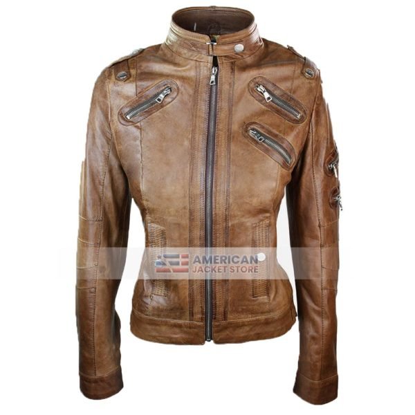 Ladies-Womens-Real-Genuine-Leather-Biker-Jacket