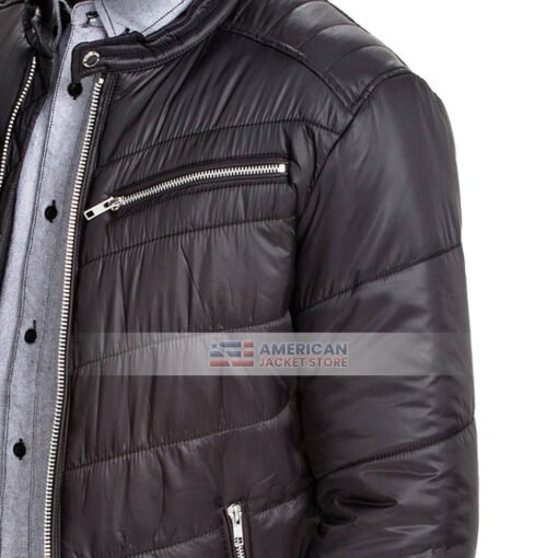 Mens-Bomber-Black-Puffer-Jacket