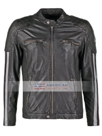 Mens-Motorcycle-Black-Leather-Jacket-with-White-Stripes