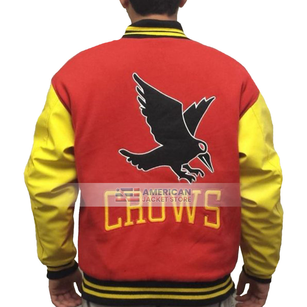 Mens Red and Yellow Crows Varsity Jacket - American Jacket Store