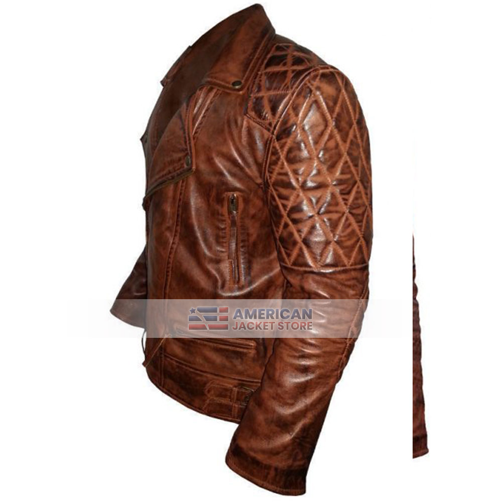 Classic Women’s Diamond Moto Leather Jacket - American Jacket Store