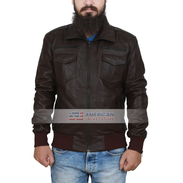 Mens Brooklyn Style Brown Leather Jacket - American Jacket Store