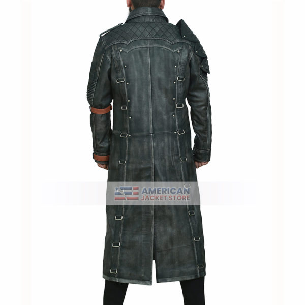 Gaming Battlegrounds Costume Distressed Black Trench Coat - American ...