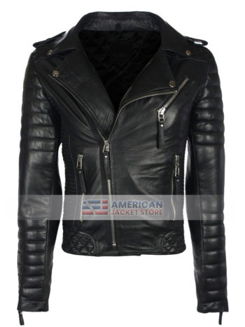 Men's Fashion Micheals Quilted Black Biker Leather Jacket
