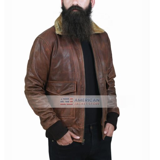 Video Game Far Cry 5 Aviator Brown Leather Jacket