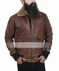 Far Cry 5 Aviator Distressed Brown Leather Jacket