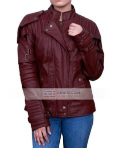 Womens Guardian of the Galaxy Maroon Leather Jacket