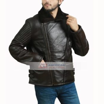 Men Shearling Aviator Jacket Pilot Jacket