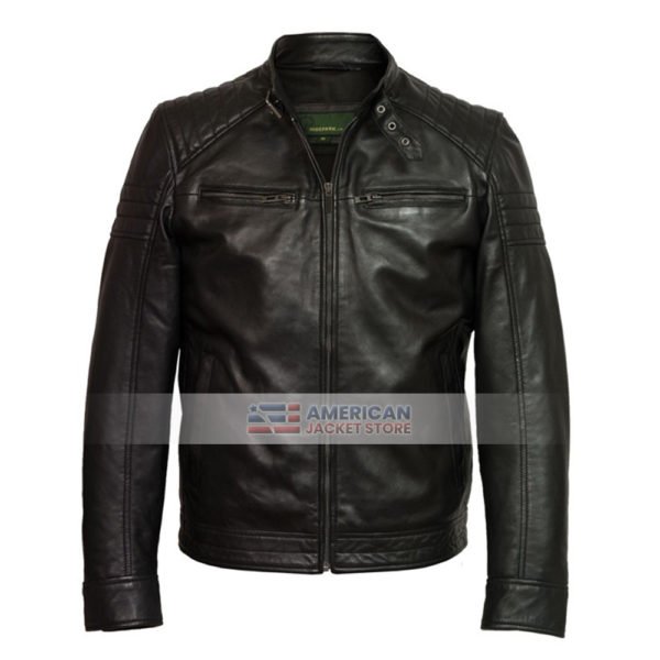 Black Motorcycle Quilted Leather Jacket