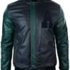 Black Leather Baseball Jacket for Men