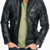 Men's Quilted Distressed Black Leather Jacket