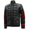 Men's Fashion Black Leather Military Jacket