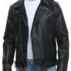 Black Leather Biker Jacket For Men