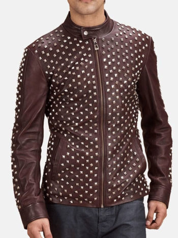 Men's Studded Biker Leather Jacket