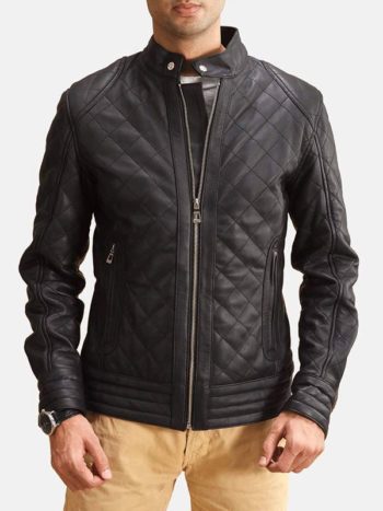 Men's Quilted Jacket with Snap Tab Collar