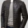 Men's Quilted Black Leather Jacket