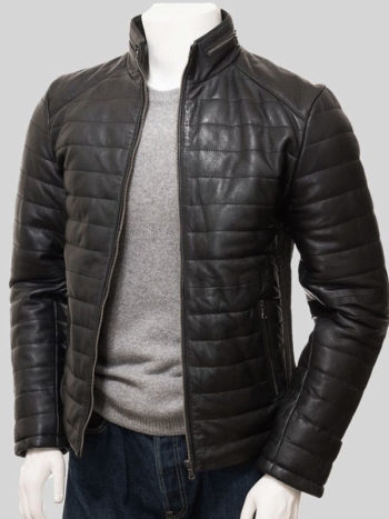 Men's Quilted Black Leather Jacket