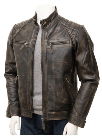 Vintage Brown Leather Biker Jacker For Men