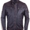 Cafe Racer Vintage Black Leather Biker Jacket for Men