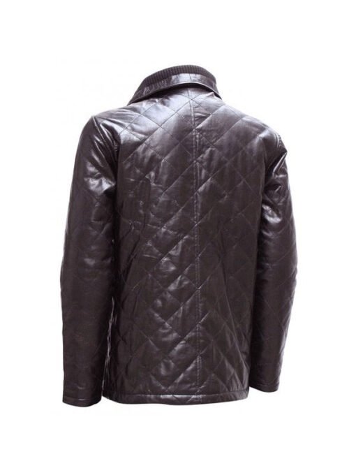 Quilted Brown Leather Jacket For Men