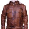 Vintage Brown Leather Aviator Jacket For Men