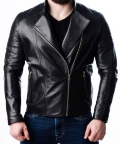 Men's Quilted Motorcycle Leather Jacket