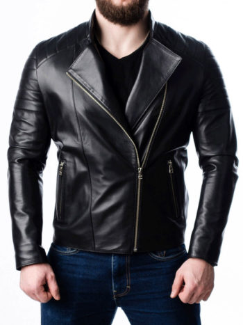 Men's Quilted Motorcycle Leather Jacket