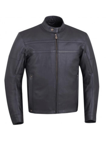 Motorcycle Snap Tab Leather Jacket for Men