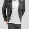 Men's Quilted Black Leather Biker Jacket