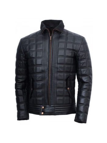 Trimmed Quilted Leather Jacket for Men