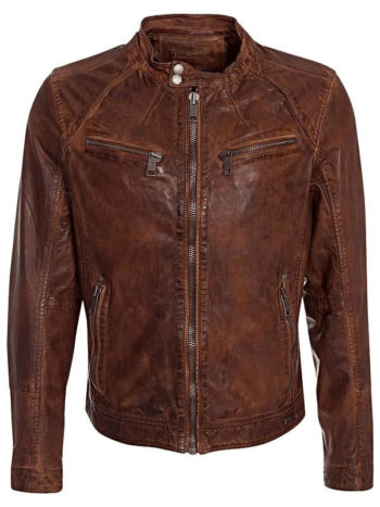 Men's Rustic Style Leather Biker Jacket