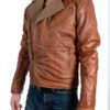 Men's Brown Leather Biker Jacket