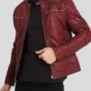 Men's Red Leather Biker Jacket