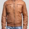 Men's Brown Leather Biker Jacket