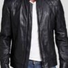 Quilted Black Leather Jacket For Men