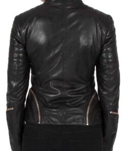 Motorcyce Black Leather Jacket For Women