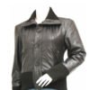 Women's Black Leather Bomber Jacket