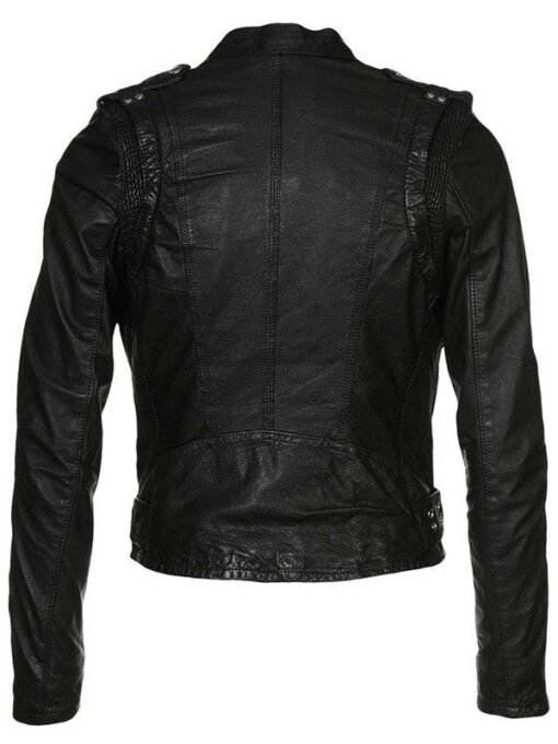 Women's Black Leather Motorcycle Jacket