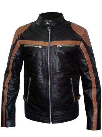 Quilted Leather Black Jacket For Men