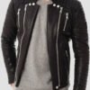 Quilted Black Leather Jacket For Men