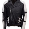 Men's Black & White Biker Leather Jacket