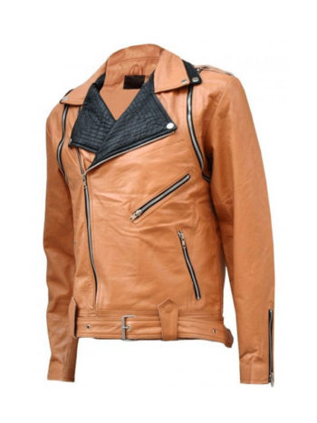 Men's Fashion Wear Brown Leather Biker Jacket