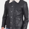 Men’s Black Leather Jacket With Shearling Collar