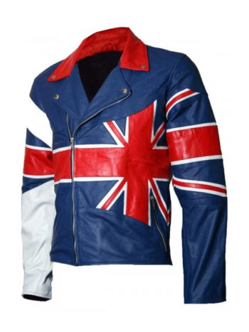 UK Flag Leather Jacket for Men