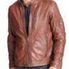 Men's Brown Leather Biker Jacket