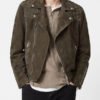 Men's Quilted Suede Leather Biker Jacket