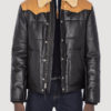Men’s Modern Look Puffer Black Leather Jacket